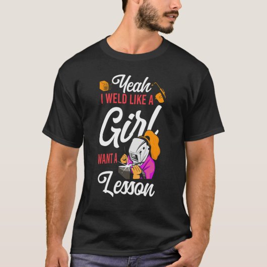 lasser lassen Vrouw lasser ja ik las als een GI T-shirt (Voorkant)
