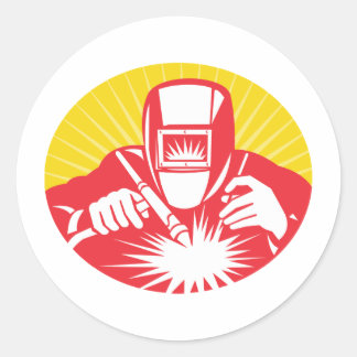 lasser laswerker retro ronde sticker