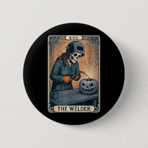 Lasser Tarot Kaart Skelet Vrouwelijke Pijpleiding Ronde Button 5,7 Cm