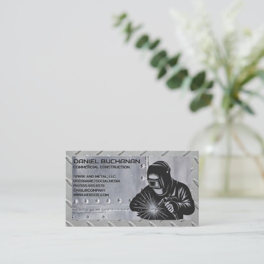 Lasser Werknemer | Vonken | Stalen Frame Visitekaartje (Staand voorkant)