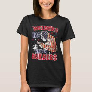Lassers zijn nation-builders Cool lassen VS-vlag W T-shirt