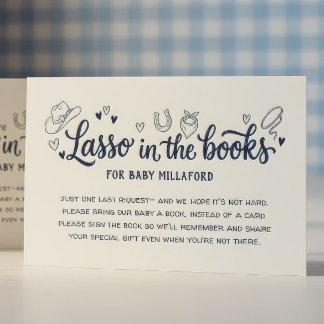 Lasso in de Boeken Cowboy Baby Shower Boek Insteek Visitekaartje
