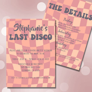 Last Disco 70s Bachelorette Invitation Kaart