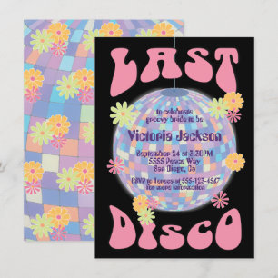 Last Disco Ball Bachelorette Party Invitati 1970 Kaart