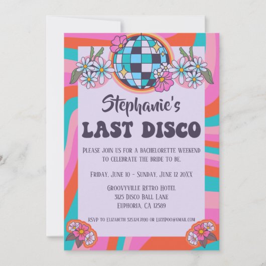 Last Disco Retro Bachelorette Invitation (Devant)
