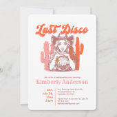 Last Disco Retro Pink Cowgirl Bachelorette Party Kaart (Voorkant)