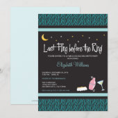 Last Fling Zebra Bachelorette Invitation (aqua) Kaart (Voorkant / Achterkant)