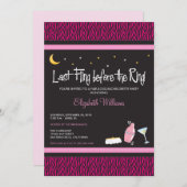 Last Fling Zebra Bachelorette Invitation (fuschia) Kaart (Voorkant / Achterkant)