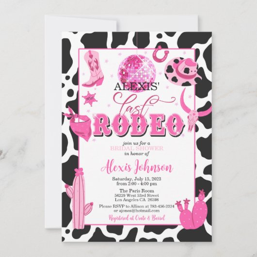 Last Rodeo Bachelorette/Bridal Shower Invitation Kaart (Voorkant)