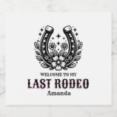 last rodeo bachelorette party black and white  sparkling wijnetiket (Enkel label)