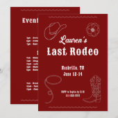 Last Rodeo Cowgirl Western Bachelorette Invitation (Devant / Derrière)