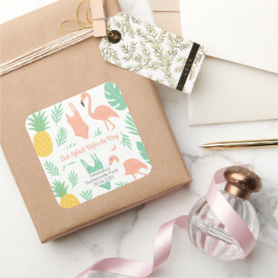 "Last Splash"-Sticker met palmbomen, zwemkleding Vierkante Sticker