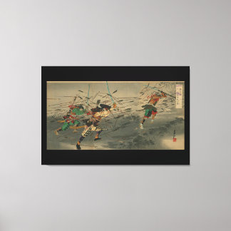 Last Stand of the Kusunoki Clan at Shijonawate Canvas Afdruk