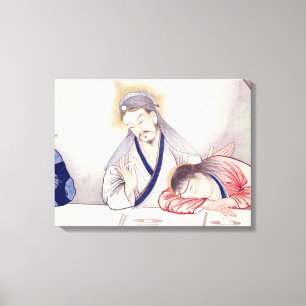 Last Supper, Christus en Sint-John Canvas Afdruk