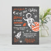 L'astronaute Chalkboard Espace Invitations de fête (Debout devant)