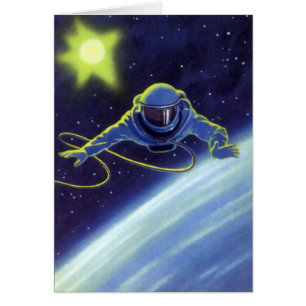 L'astronaute de science-fiction vintage sur une ma