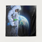L'astronaute sur la Lune avec bière - Tapisserie (Devant (Horizontal))