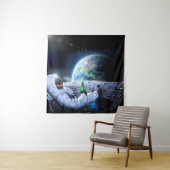 L'astronaute sur la Lune avec bière - Tapisserie (En situation)