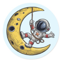 L'astronaute sur l'ensemble de stickers de la Lune