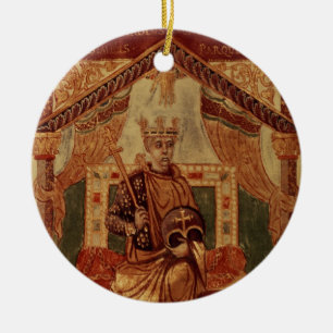 Lat 1152 f.3v Charlemagne (Carolus Magnus, Charles Keramisch Ornament