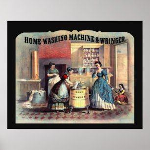  late 1800-scène voor vrouwen- en wasmachines poster