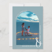 Late blauwe QR Code Weddenschap Foto Opslaan Datum Save The Date (Voorkant)