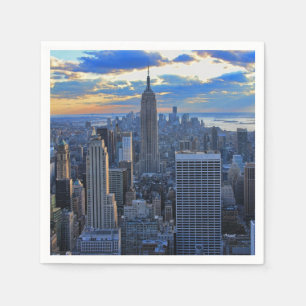Late in de middag NYC Silhouet als de zonsondergan Servetten