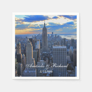 Late in de middag NYC Silhouette terwijl de zonson Servetten
