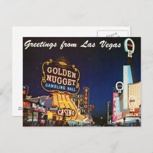 Late Late 1950s Las Vegas Briefkaart (Voorkant / Achterkant)