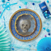 Late middeleeuwse manuscript schedel papieren bordje (Feest)