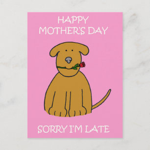 Late Moederdag Cartoon puppy Briefkaart