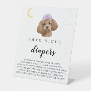 Late nacht diapers Speelgoed Poodle Brown Baby sho Reclamebord Met Voetstuk