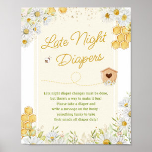 Late nacht diapers Thoughts Bumblebee Baby shower Poster