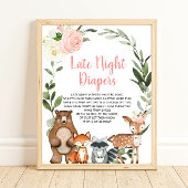 Late nachtduikers baby shower bos floraal poster