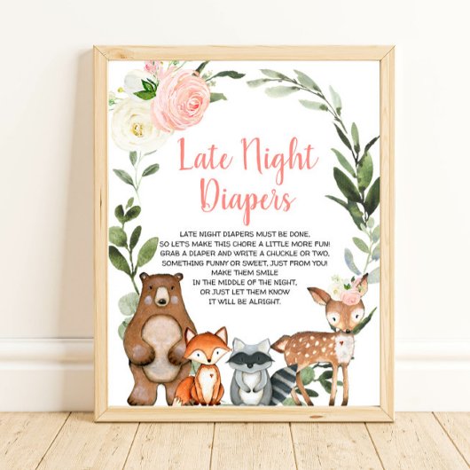 Late nachtduikers baby shower bos floraal poster