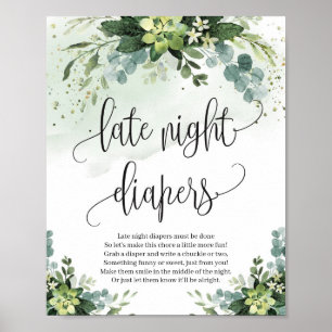 Late nachtkleppen tekenen sappige groenbladeren poster