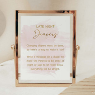 Late Nachtluiers Waterverf Blush & Gouden teken Poster
