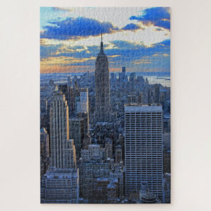 Late namiddag NYC Skyline als zonsondergang Legpuzzel