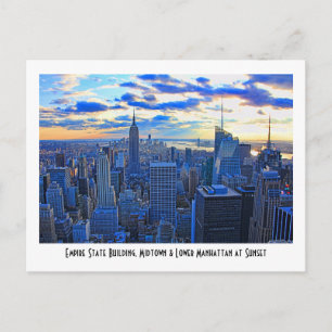 Late namiddag NYC Skyline als zonsondergang nadert Briefkaart