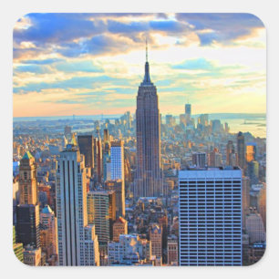 Late namiddag NYC Skyline als zonsondergang Vierkante Sticker