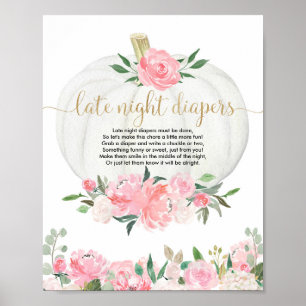 Late night diapers baby shower game herfsten pompo poster