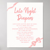 Late Night Diapers Baby shower Game Sign Poster (Voorkant)