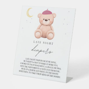 Late Night Diapers Bonjour Bebe Frans Baby shower Reclamebord Met Voetstuk