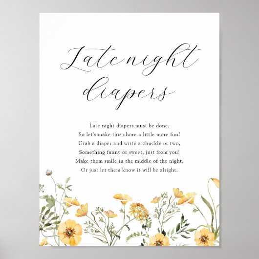 Late Night Diapers Shower Game Sign Poster (Voorkant)
