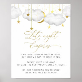 Late Night Diapers Sign. Baby shower Game Poster