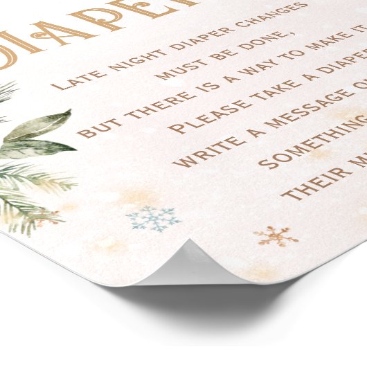Late Night Diapers Winter Wonderland Baby shower Poster (Hoek)