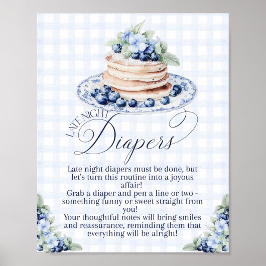 Late Night Luier Blueberry Pannenkoek Baby Brunch Poster (Voorkant)