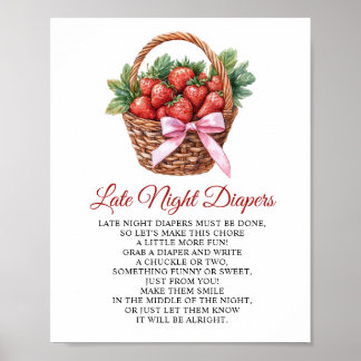 Late Night Luier Strawberry Baby Borrel Poster