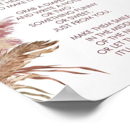 Late Night Luier Teken Pampas Grass Mauve Roze Poster (Hoek)