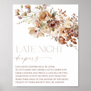 Late night luiers boho herfst herfstbloemen poster